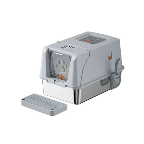 best rated cat litter box Cat litter box for large cats 304 stainless steel with flip-top lid, 61.5x41.5x18.5 cm.