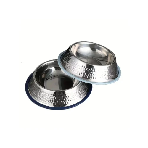 Luxury 304 stainless steel gold hammered bowl of dog food with non slip base