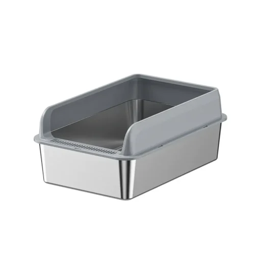 Wholesale stainless steel cat litter box with anti-splashing lid for large cats