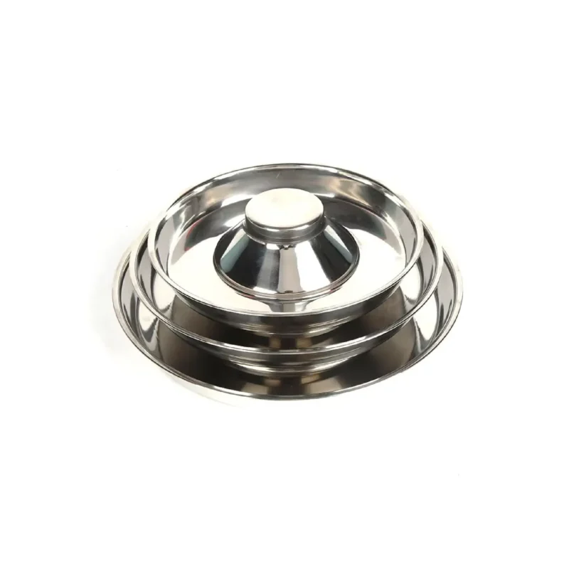 Stainless steel slow feeder dog bowl with integrated raised center