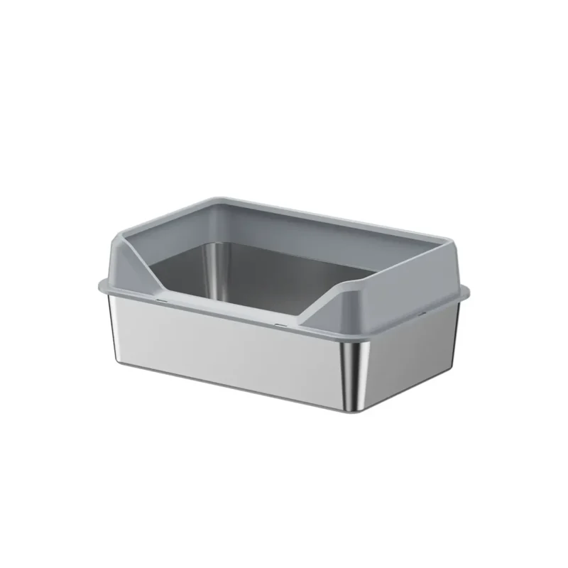 no mess cat litter box Best odorless cat litter box - 304 stainless steel top entry design with flip-top lid and grey shield.