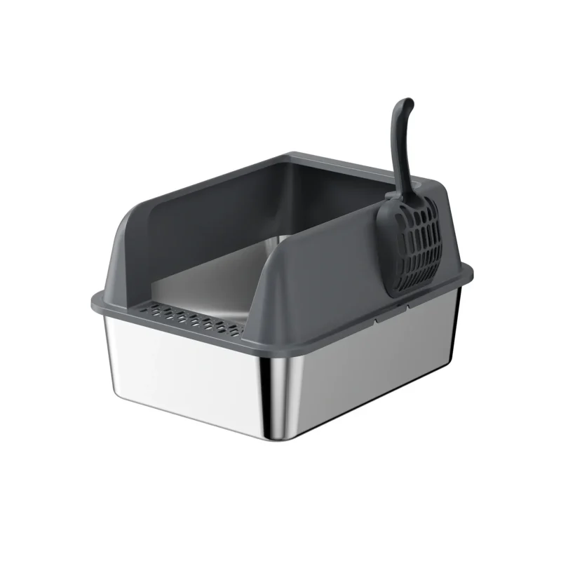 x large cat litter box Professional 304 stainless steel covered cat litter box with flip-top lid and charcoal filter.