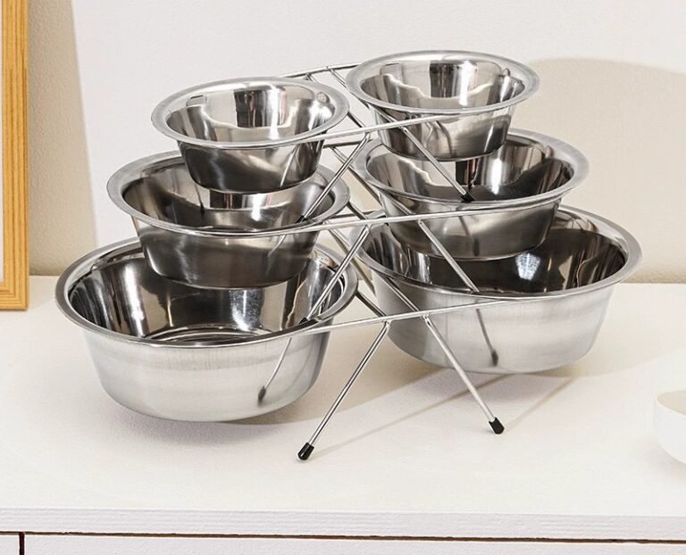 Elevated Double Stainless Steel Pet Bowl with Detachable Stand