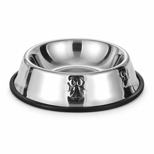 Embossed Stainless Steel Dog Bowl with Non-Slip Base | Wholesale