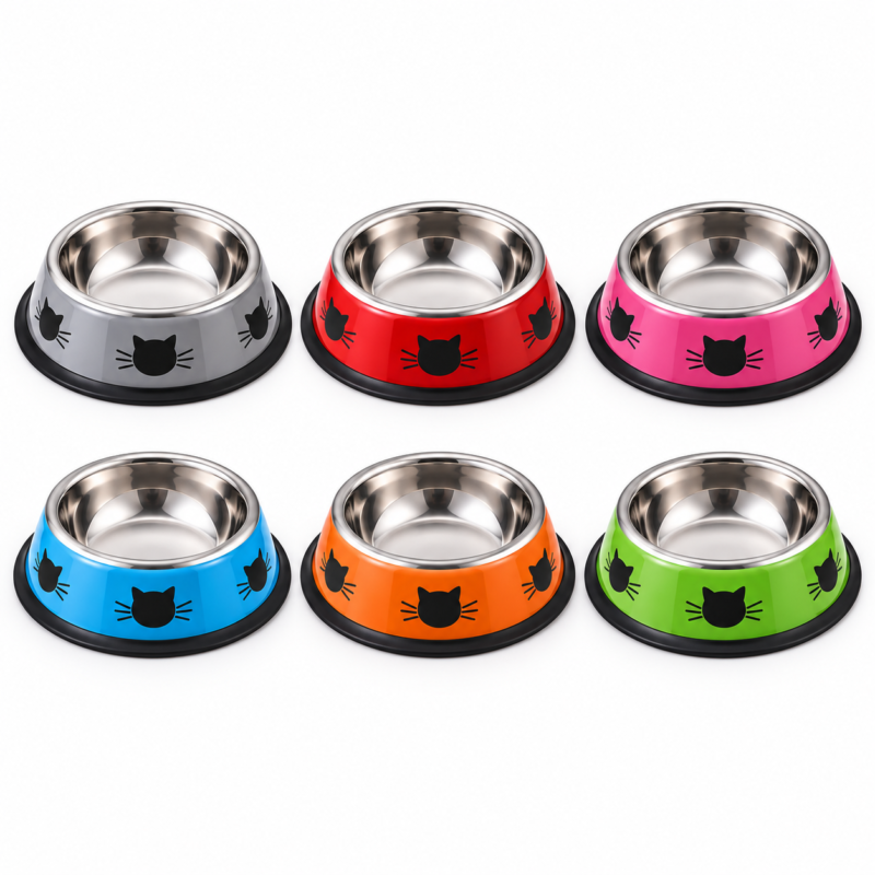 Printed Stainless Steel Pet Bowl with Non-Slip Base | Wholesale OEM