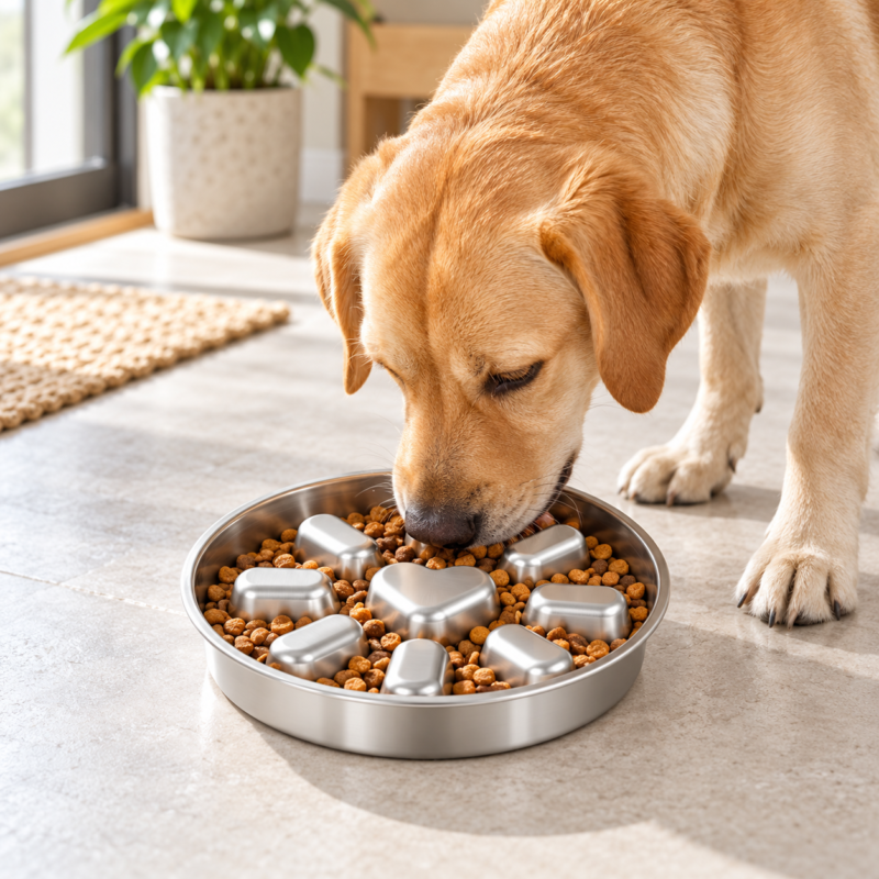 stainless-steel-slow-feeder-lifestyle Stainless Steel Slow Feeder Dog Bowl for Wholesale OEM