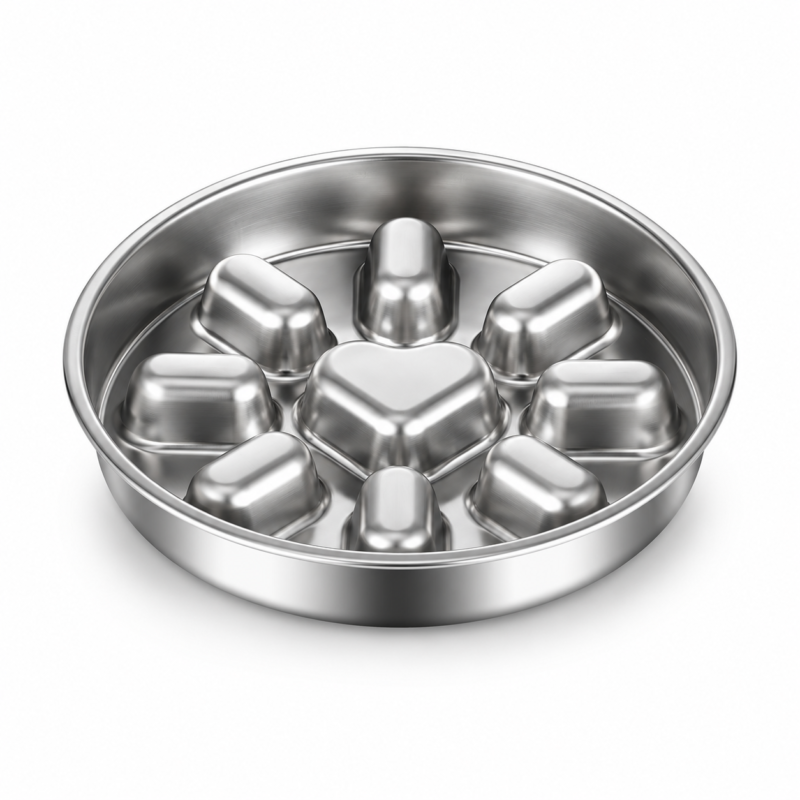 stainless-steel-slow-feeder-main Stainless steel slow feeder dog bowl with heart-shaped center